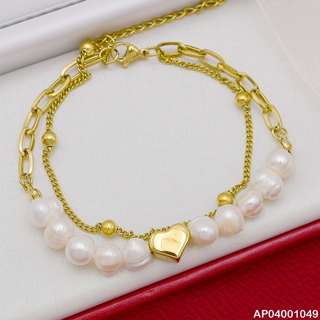PULSERA PERLAS CULTIVADAS CORAZÓN CENTRO 073408