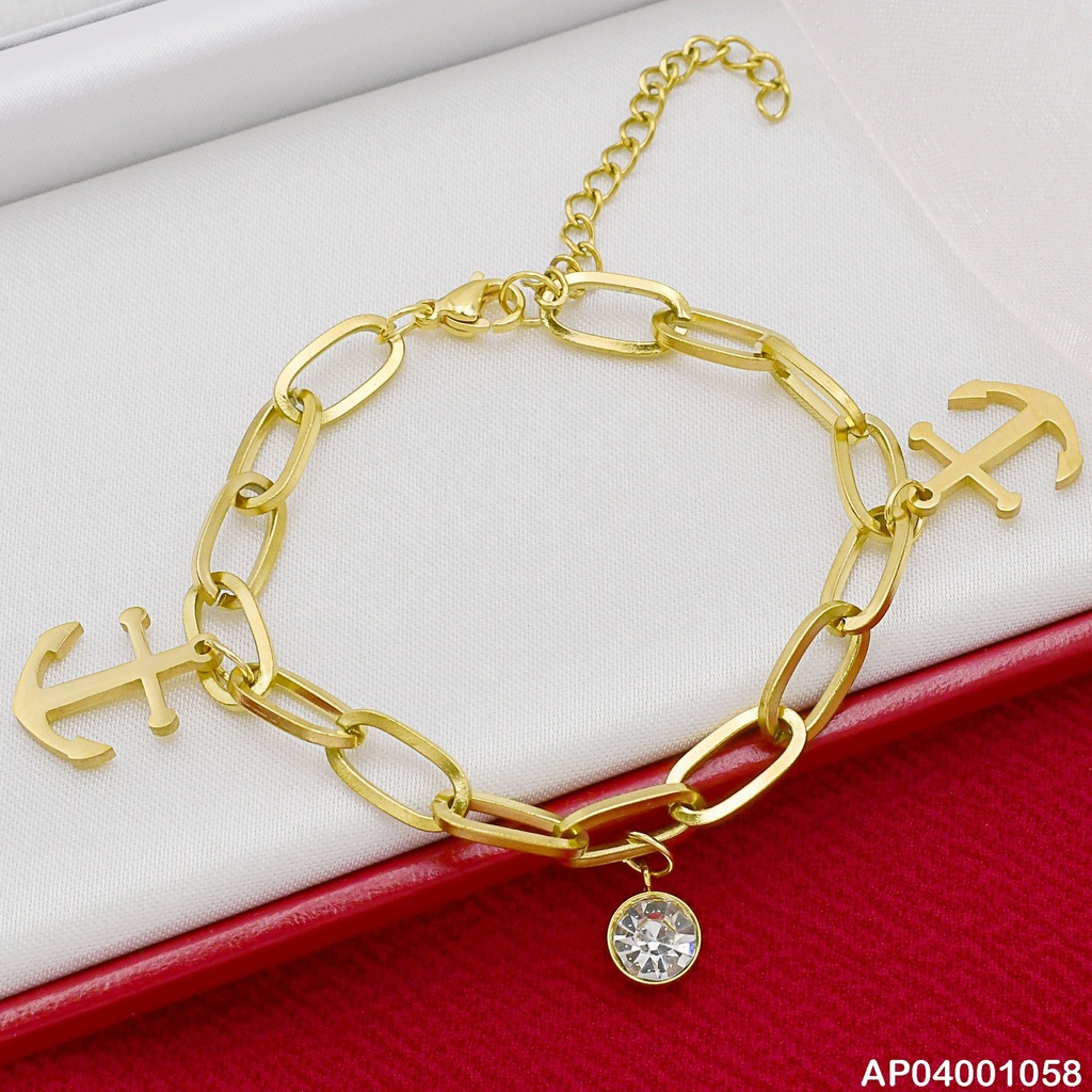 PULSERA ESLAB.ANCHO COLGANTES:ANCLA/ZIRC.RD 072726