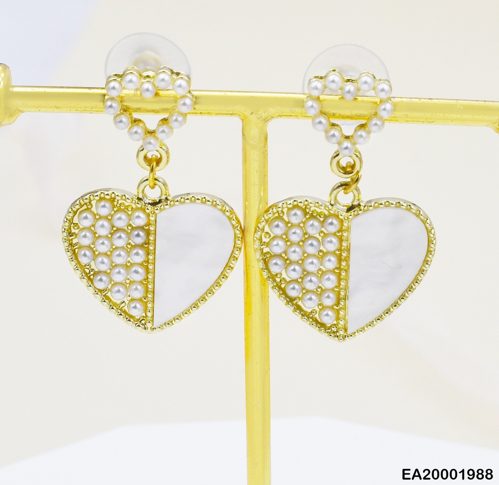 ARETES COLGAR CORAZONES MITAD PERLITAS/NÁCAR