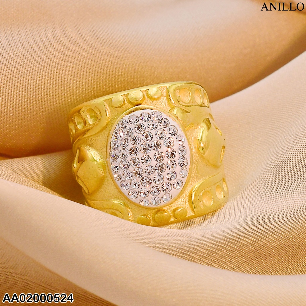 ANILLO ANCHO ÓVALO RELLENO DE ZIRCONIAS
