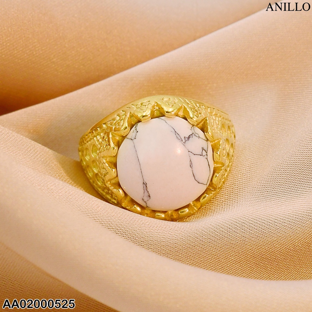 ANILLO PIEDRA MARMOLEADA BLANCO
