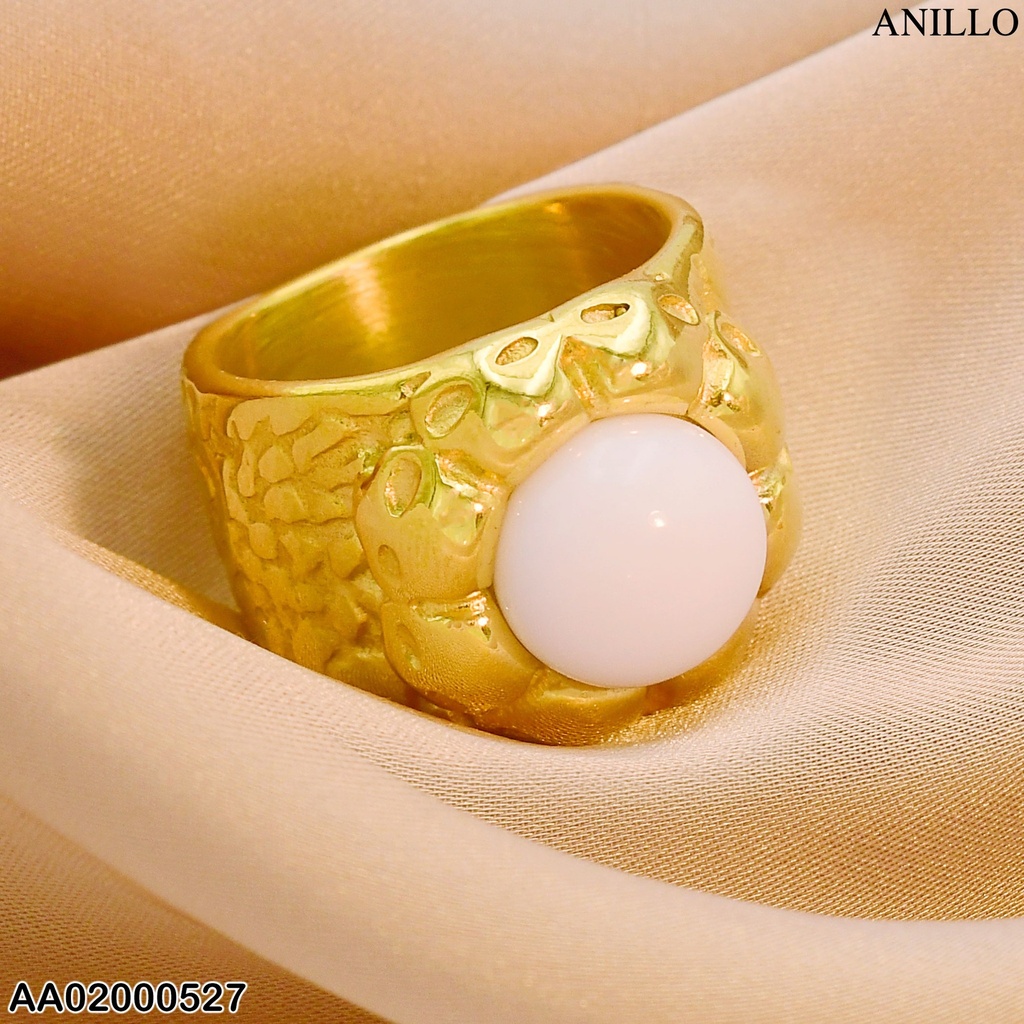 ANILLO ANCHO PIEDRA BLANCA