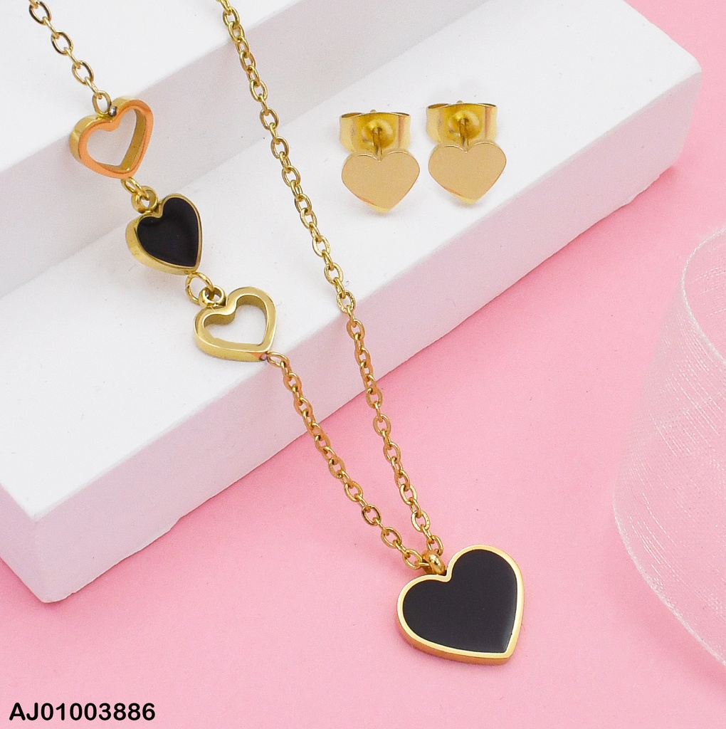 JUEGO CORAZONES ARETES PLACA.CAD:CRQOUIS/🖤