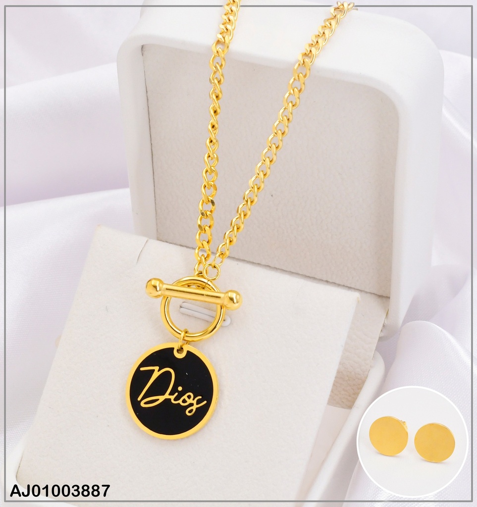 JUEGO ARETES PLACA RD.CAD,MARTILLADA CIERRE∅⚫"DIOS"