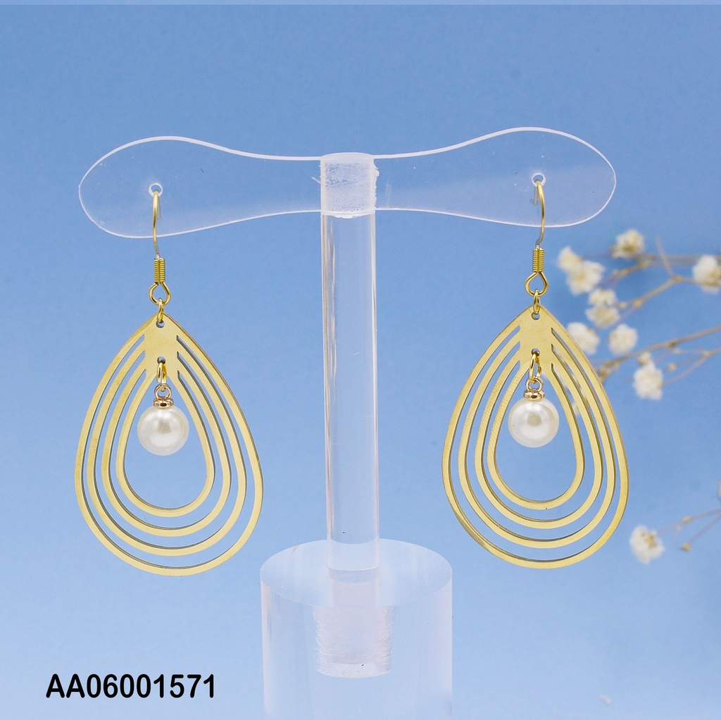 ARETES 4 LINEAS/GOTA CON PERLA EN MEDIO 072625