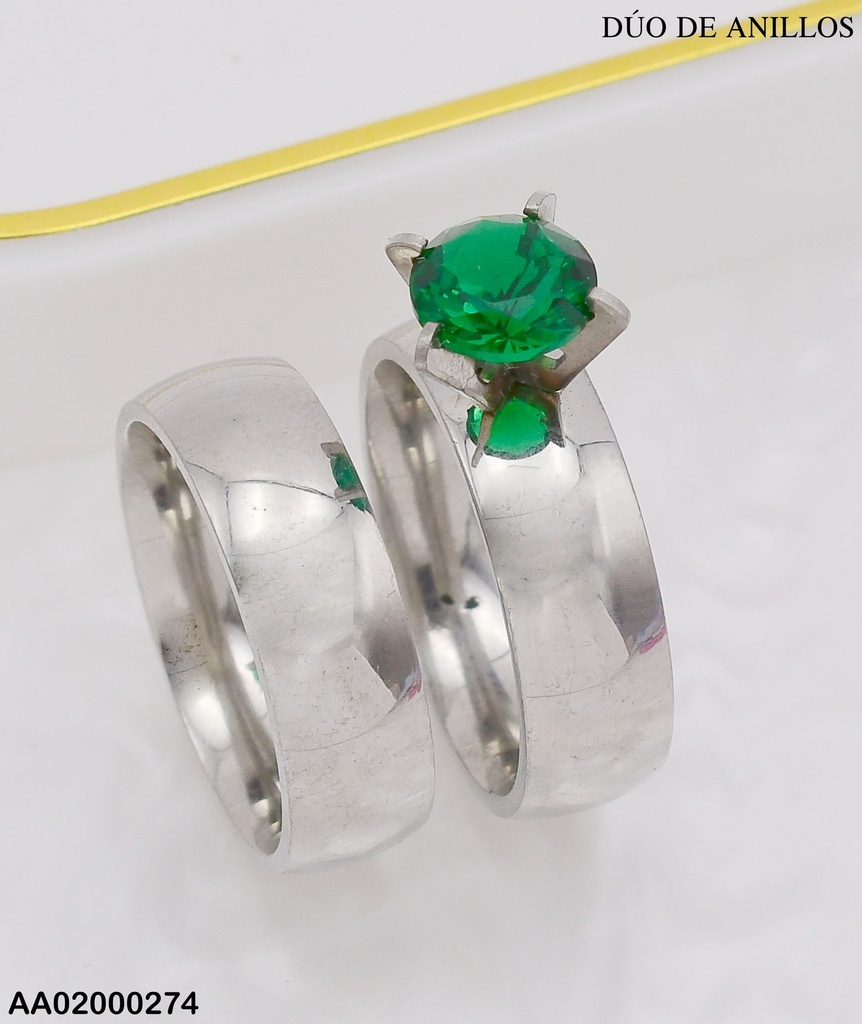 DÚO ANILLOS COMPROMISO PLATEADOS COL.VARIOS T3241