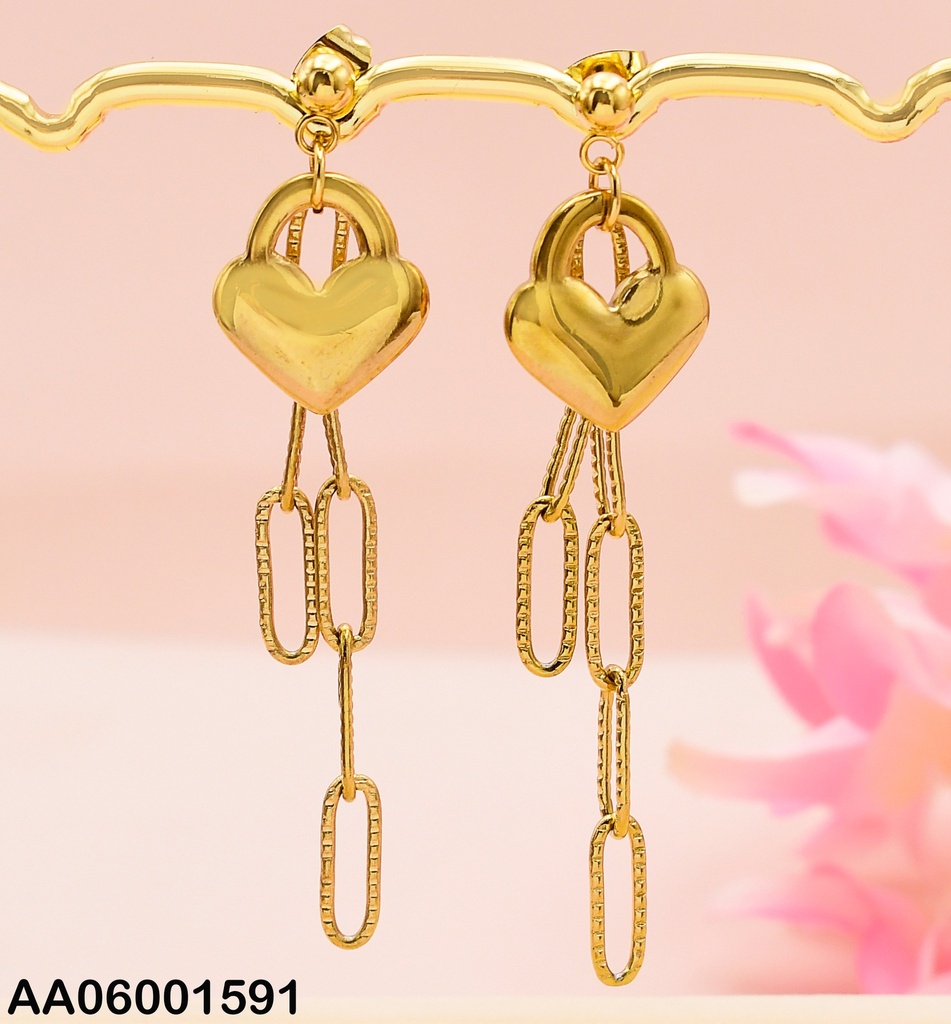 ARETES CADENA ESLABON CORAZÓN CANDADO 72633
