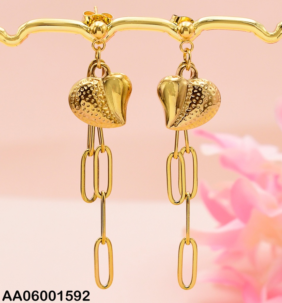 ARETES CAD. ESLABON CORAZON LISO/PUNTEADO 72630