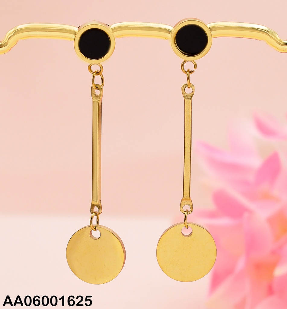 ARETES RD NEGRO LÍNEA COLGANTE PLACA DOR. 72623