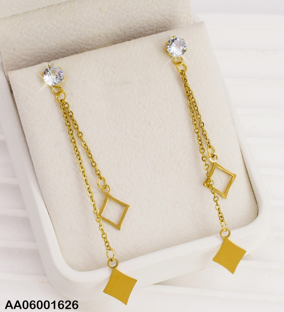 ARETES DOBLE CAD.COLGANTE ROMBO DOR./CRQOUI 73281