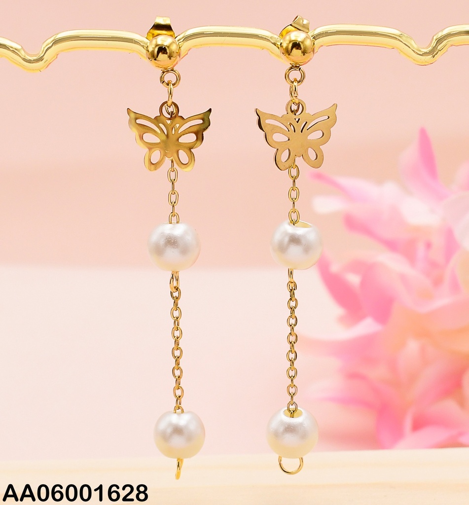 ARETES MARIPOSA CALADA,COLGANTES 2 PERLAS 73265