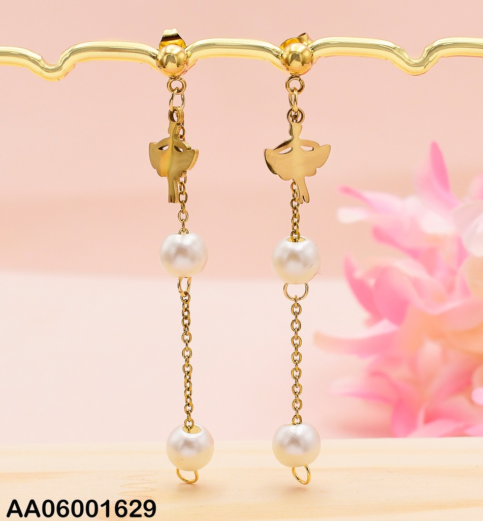 ARETES PLACA BAILARINA C/2 PERLAS COLGANTES 73262