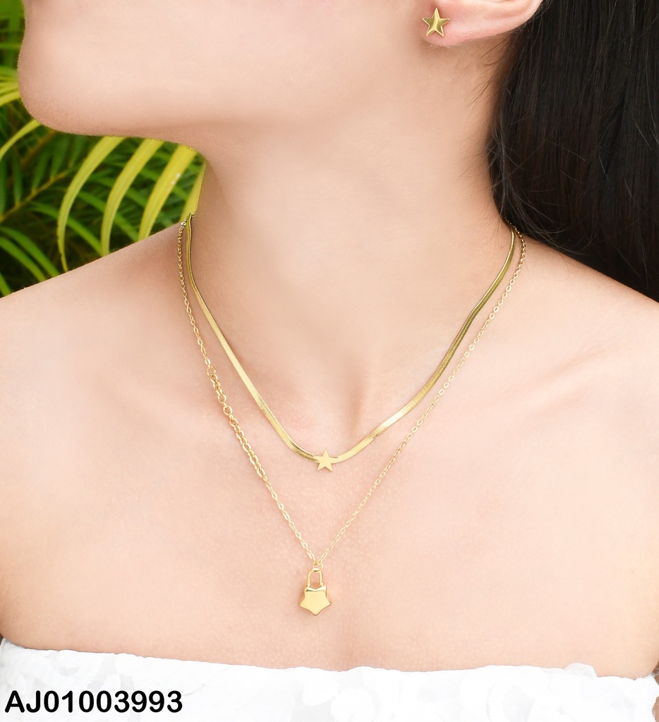 JUEGO CAD.DOBLE DIJE/ARETES ESTRELLA 3775