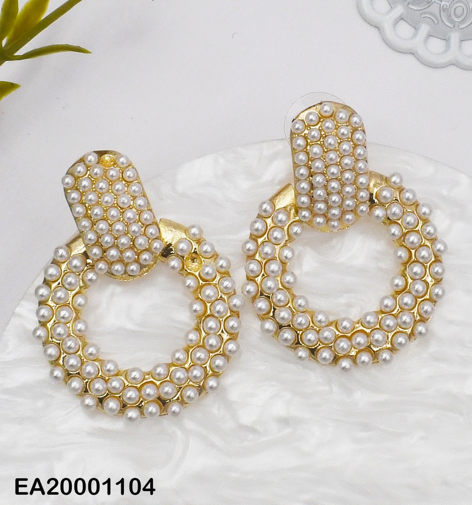 ARETES PERLITAS/DOR RECT.VER C/CÍRCULO ANCHO COLGANTE
