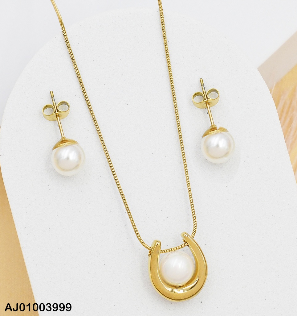 JUEGO ARETES PERLA DIJE HERRADURA PERLA CENTRO  073397 - 171