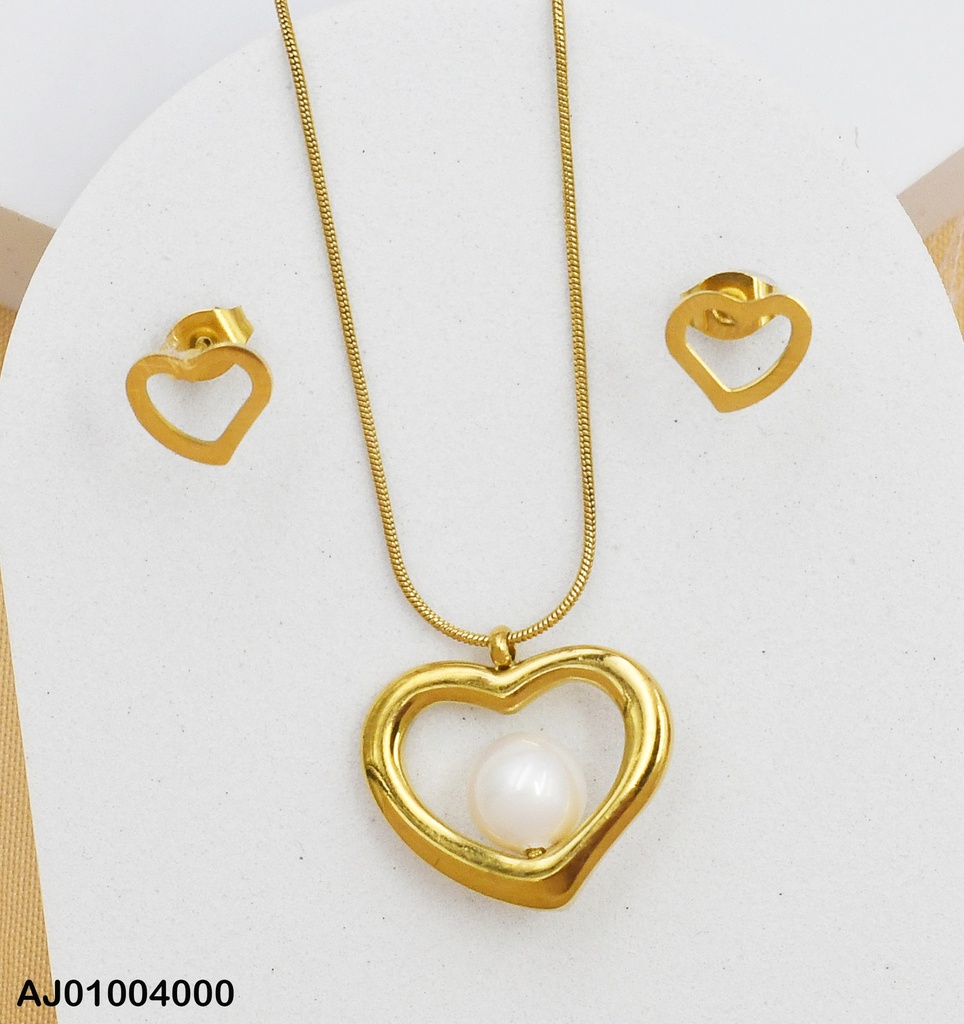 JUEGO ARETES CORAZON CROQUI DIJE CORAZON/PERLA 073391-171