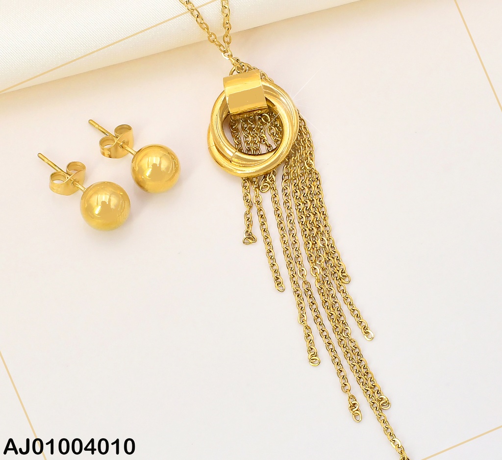 JUEGO ARETES PELOTITA DIJE CIRCULOS ENTRELAZADOS 073495-171