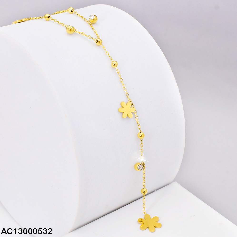 CADENA PLACA FLORES/PELOTITAS C/COLGANTE 072913