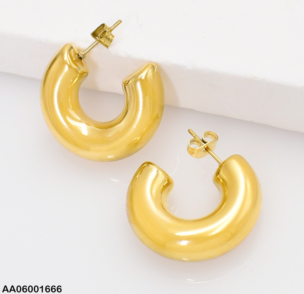 ARETES "C" INFLADA DORADA LISA EA188-1/6198-G029