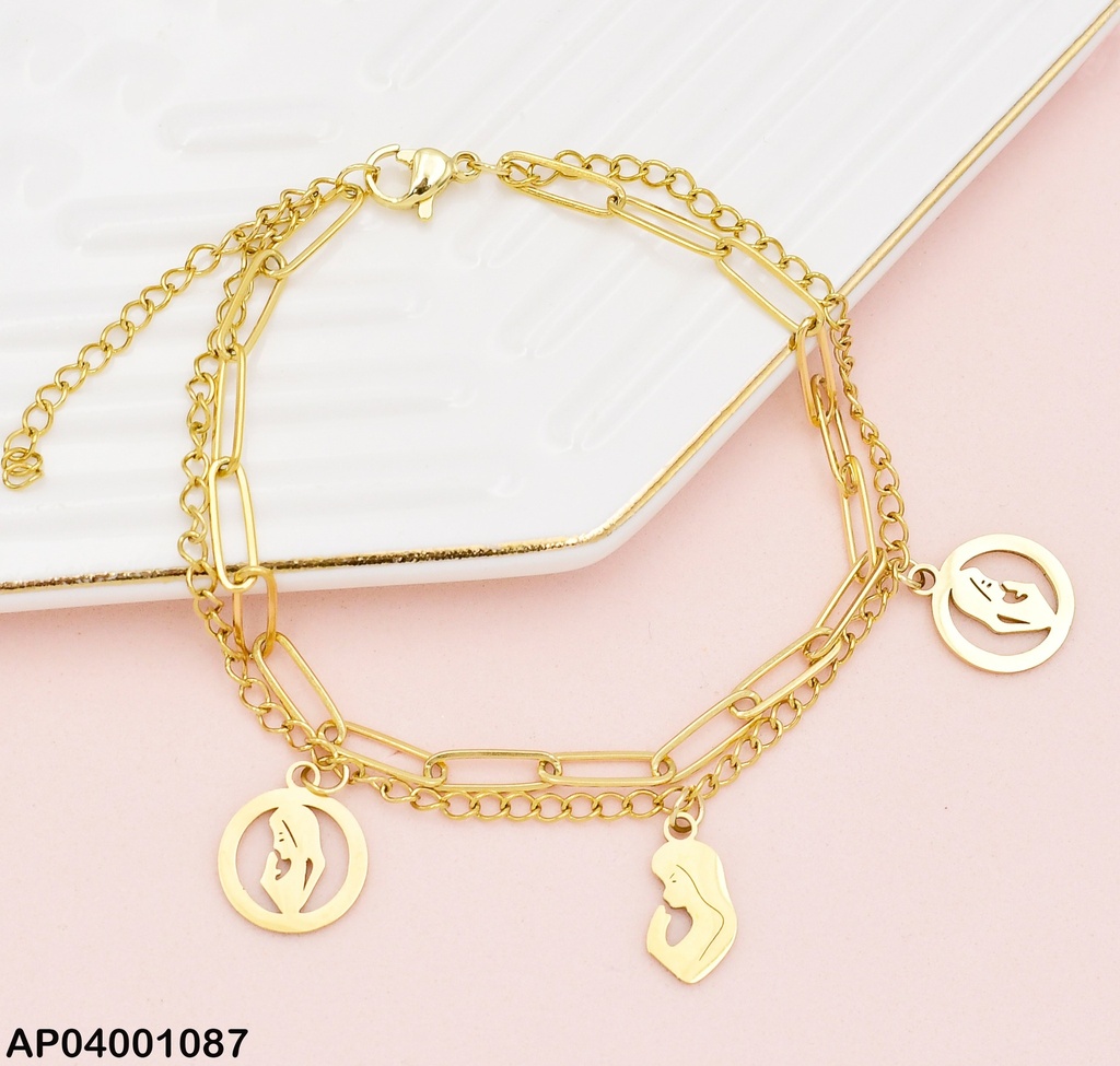 PULSERAS CAD. DOBLE 3 DIJES  O MJER.ORANDO 073292-W163