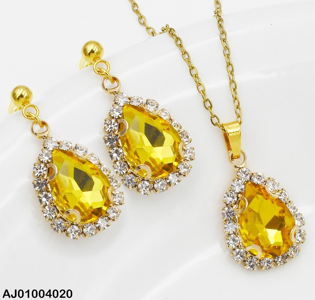 JUEGO GOTA ZIRCONIAS BORDE DOR/ZIRC.  AMARILLA 098701-W130