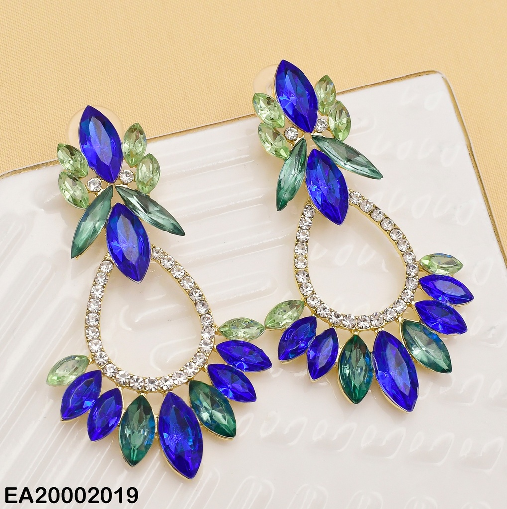 ARETES ESTRELLA ZIRC.VERDES/AZULES C/ÓVALO ZIRC.