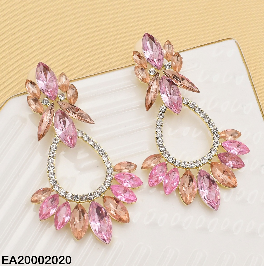 ARETES ESTRELLA ZIRC.ROSA/SALMON C/ÓVALO ZIRC.