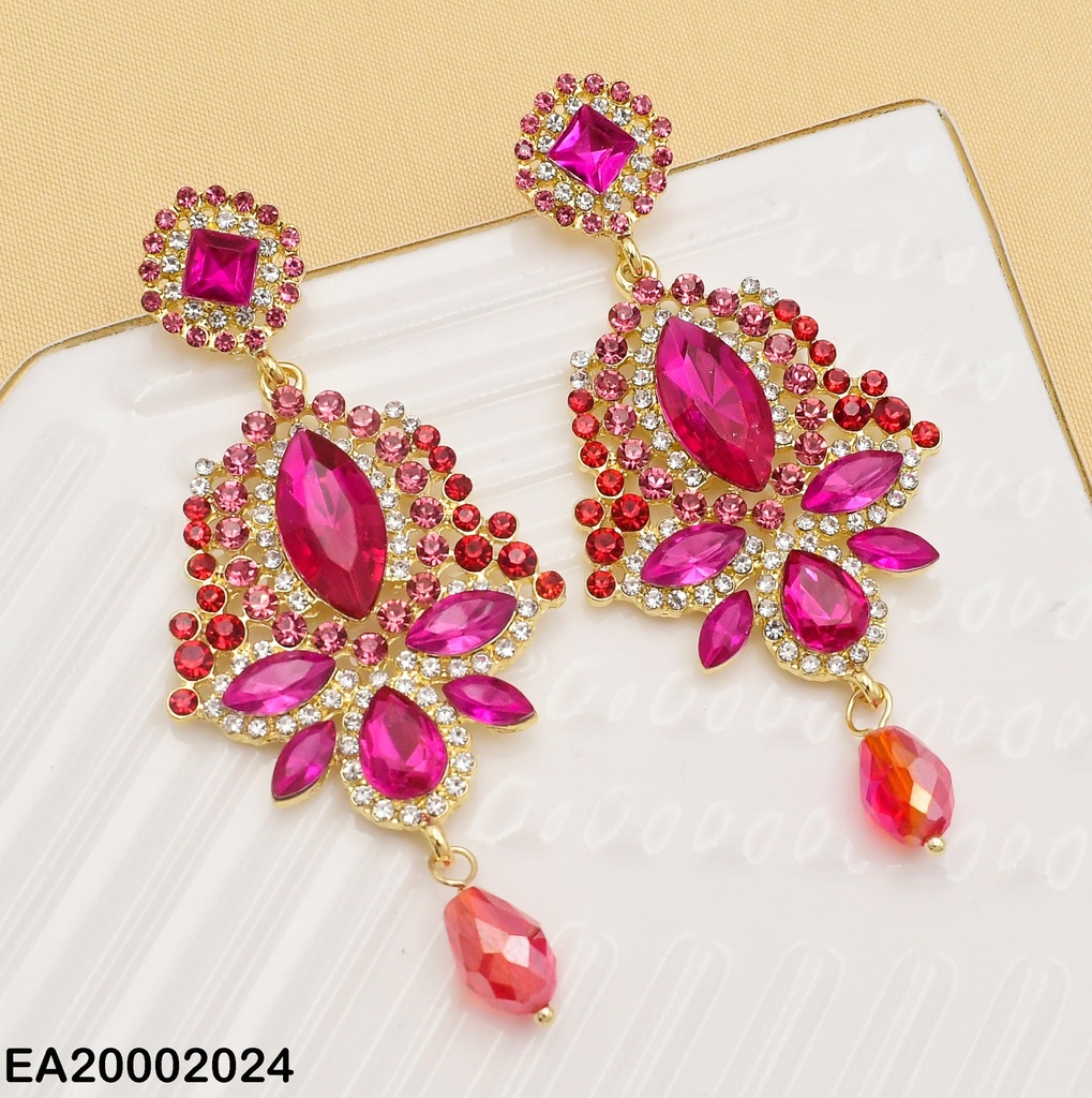 ARETES FUCSIA OVALO DECORADO C/ESTILOS DIF ZIRC.
