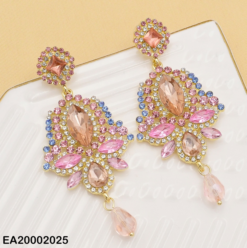ARETES ROSAS/CELESTES OVALO DECORADO C/ESTILOS DIF ZIRC.