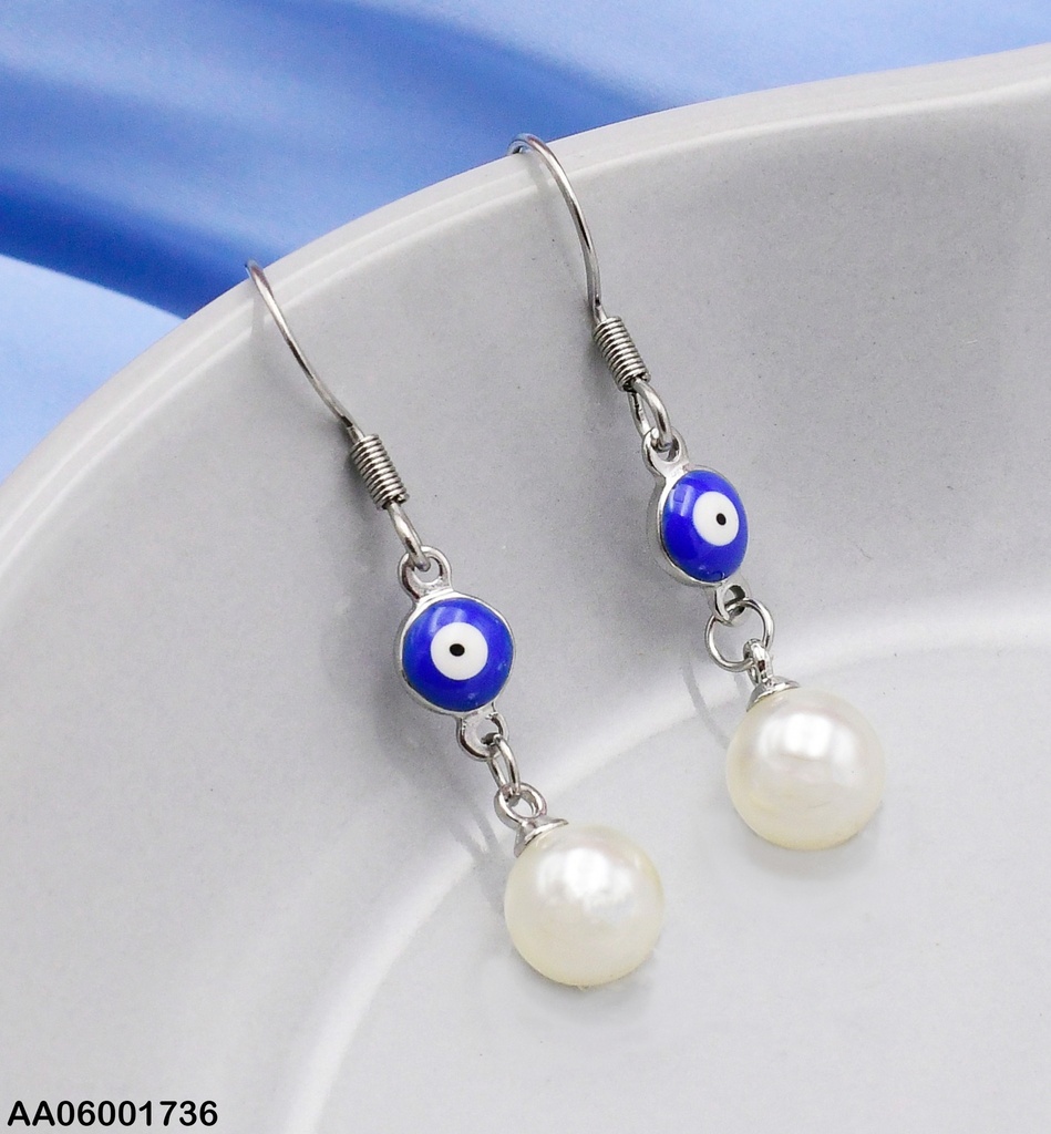 ARETES PLATEADO COLGAR OJITO-PERLA 0737482