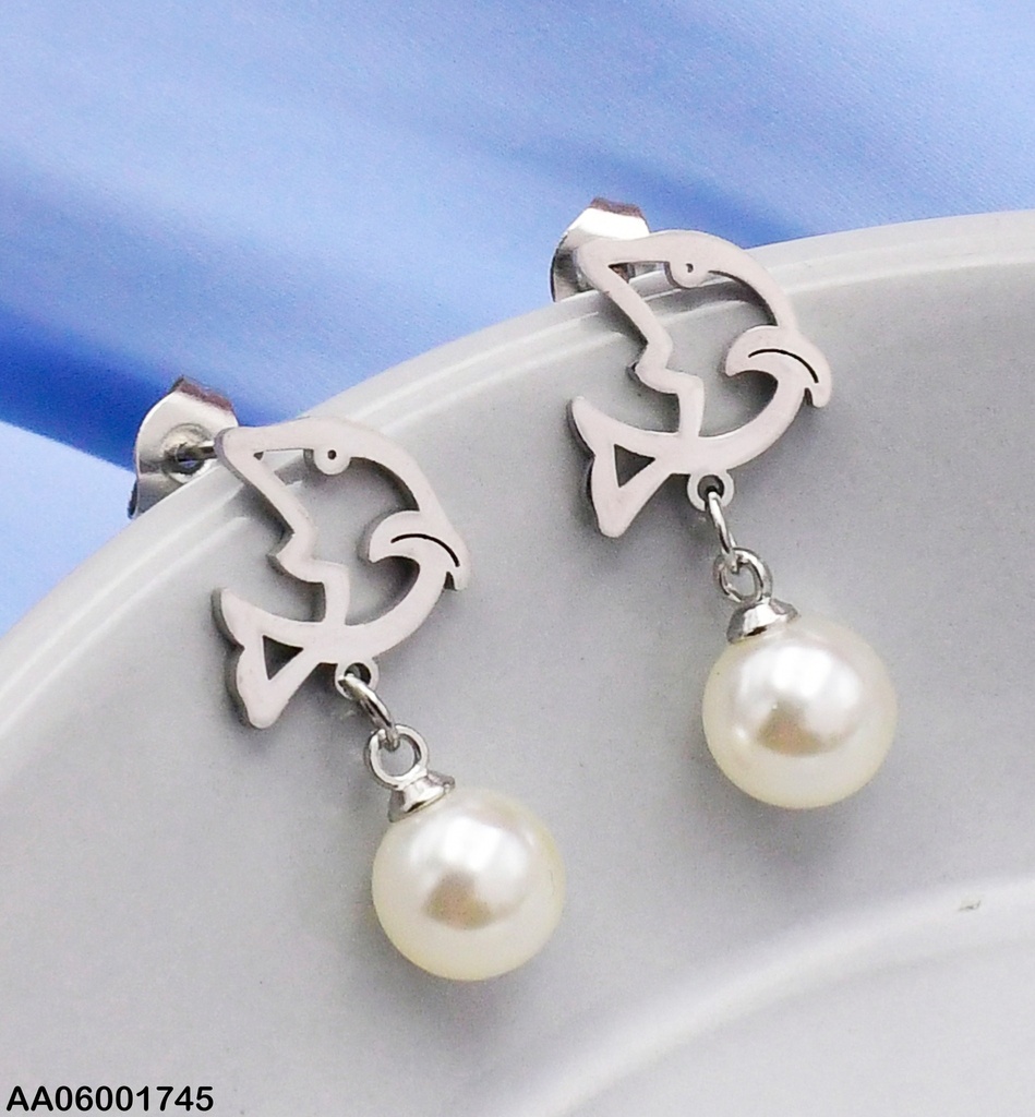 ARETES PLAT. CROQUI DELFIN C/PERLA COLGANTE 0737802