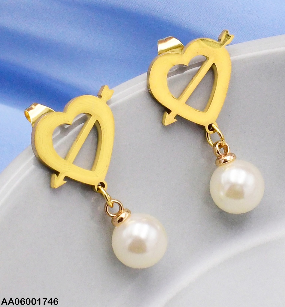 ARETES CROQUI CORAZON C/FLECHA C/PERLA 0737771