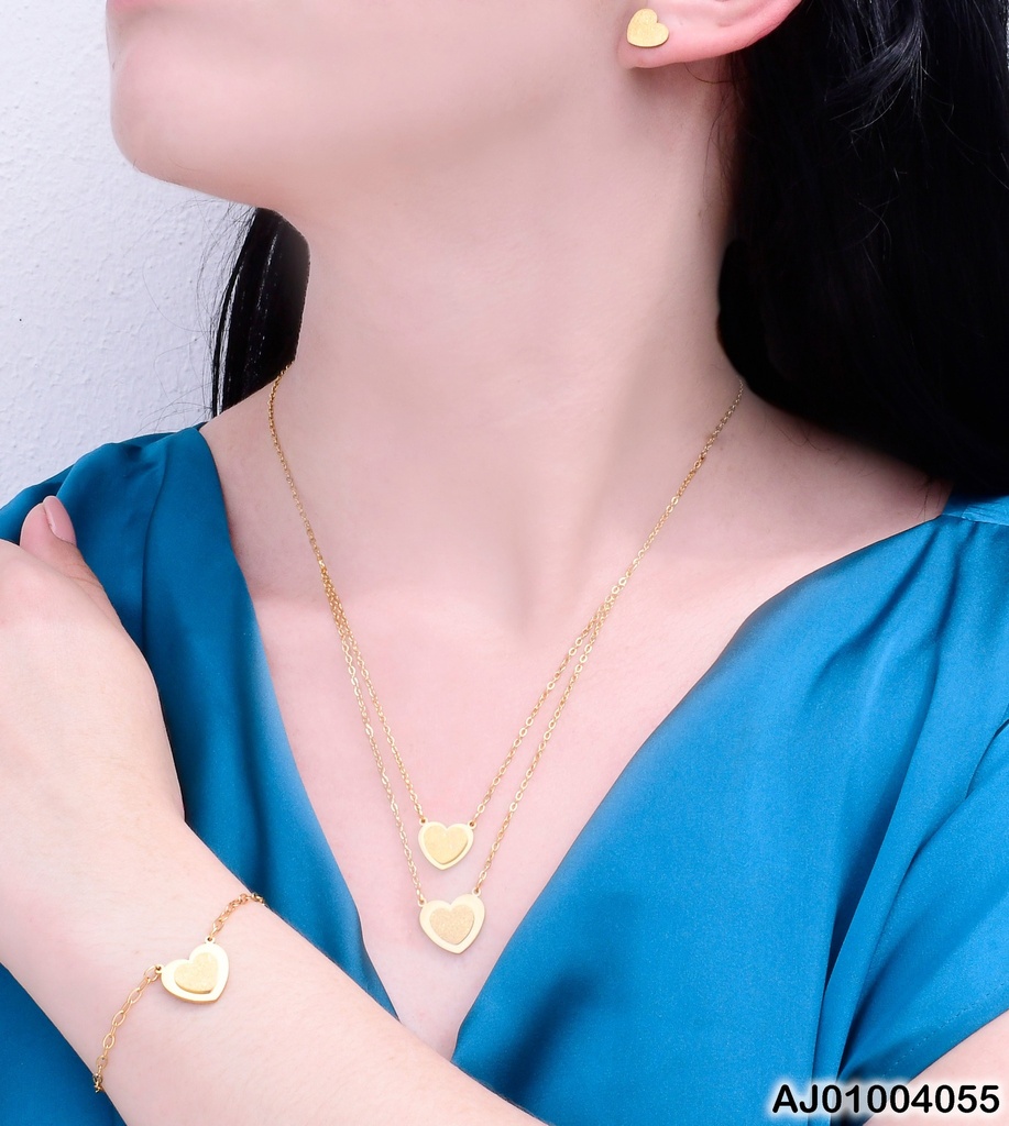 JUEGO CAD. DOBLE ARETES/DIJES CORAZON C/ PULSERA 0736591-W130 (P.E.NOV2025)