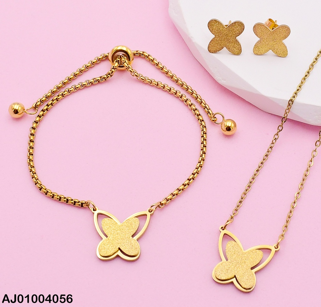 JUEGO ARETES/ DIJE MARIPOSA C/ PULSERA  0736561-W130