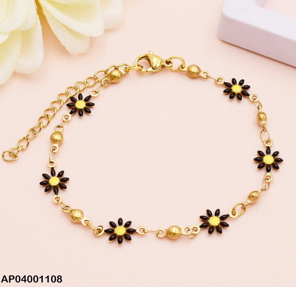 PULSERAS 6 FLORES NEGRAS  8 PETALOS 072953-180