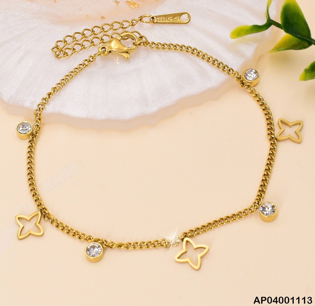 PULSERA DIJES 3 FLOR 4 PETALOS / 4 ZIRC. RD 072912-180