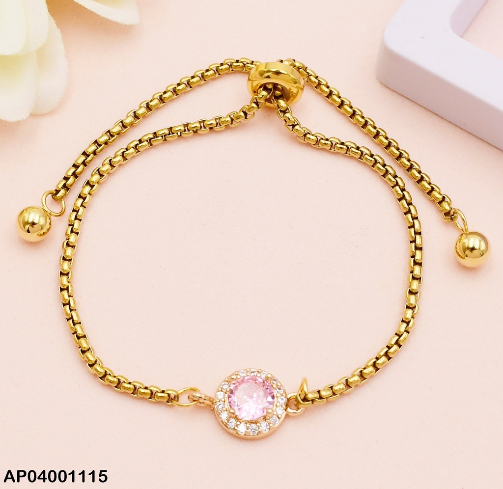 PULSERA DIJE ZIRC. ROSADO RD. 10111-W130
