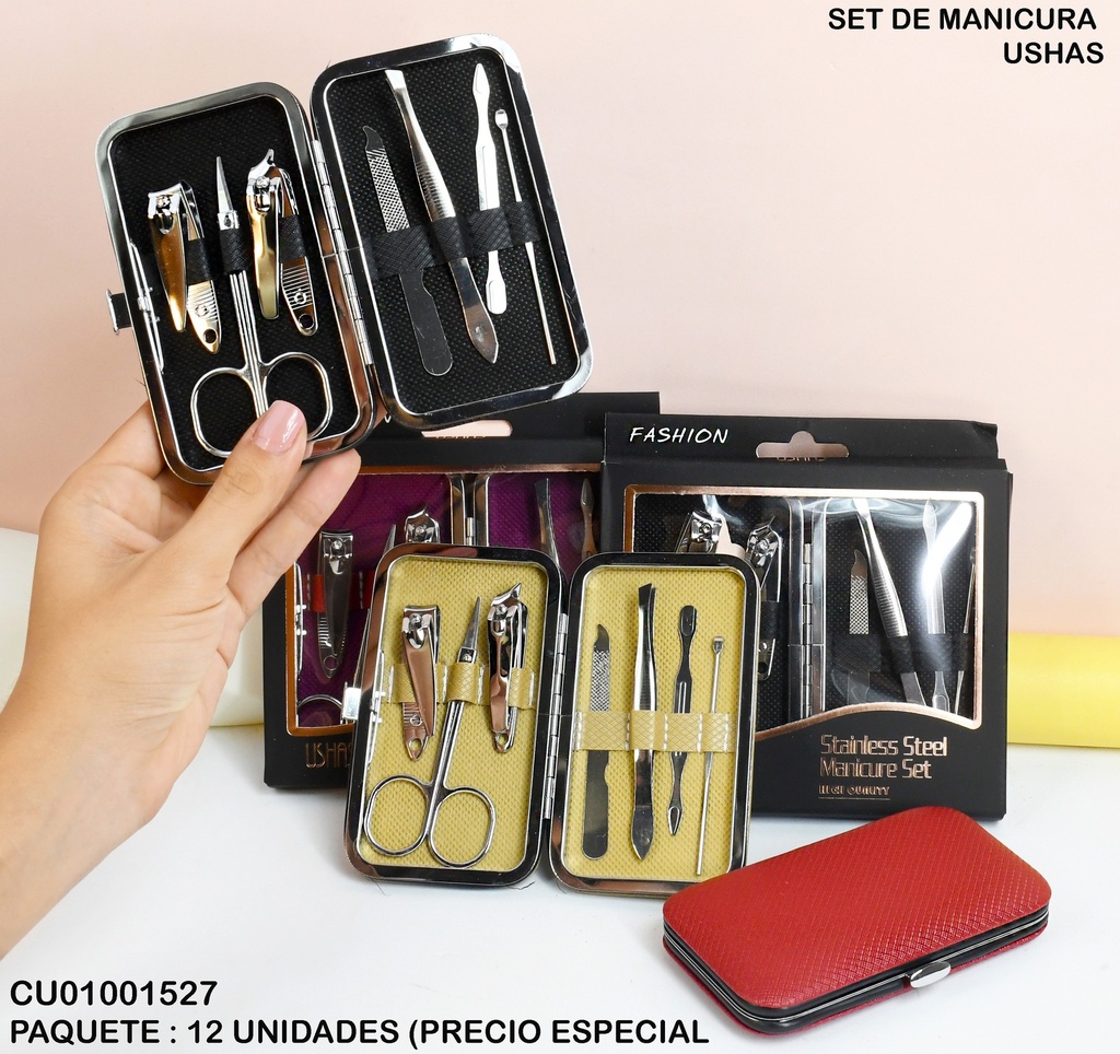 SET MANICURA 7PCS ESTUCHE METÁLICO USHAS CT214