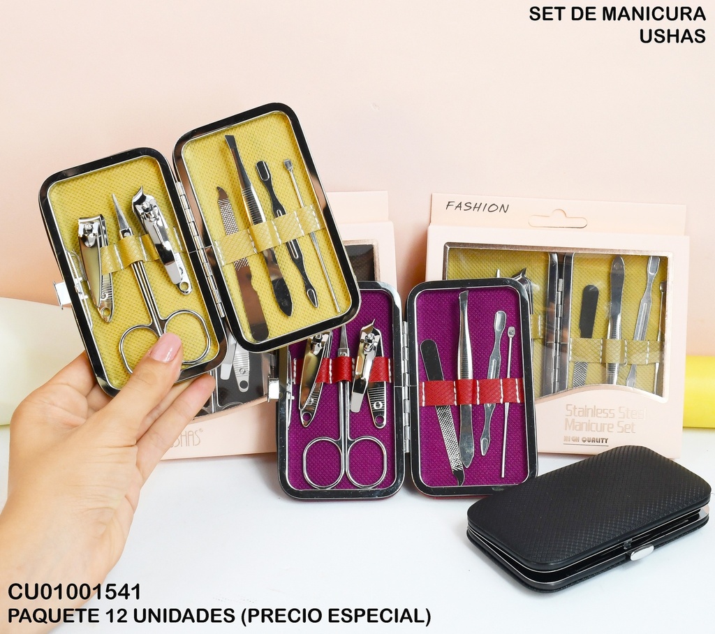 SET MANICURA 7PCS ESTUCHE METÁLICO USHAS CT222