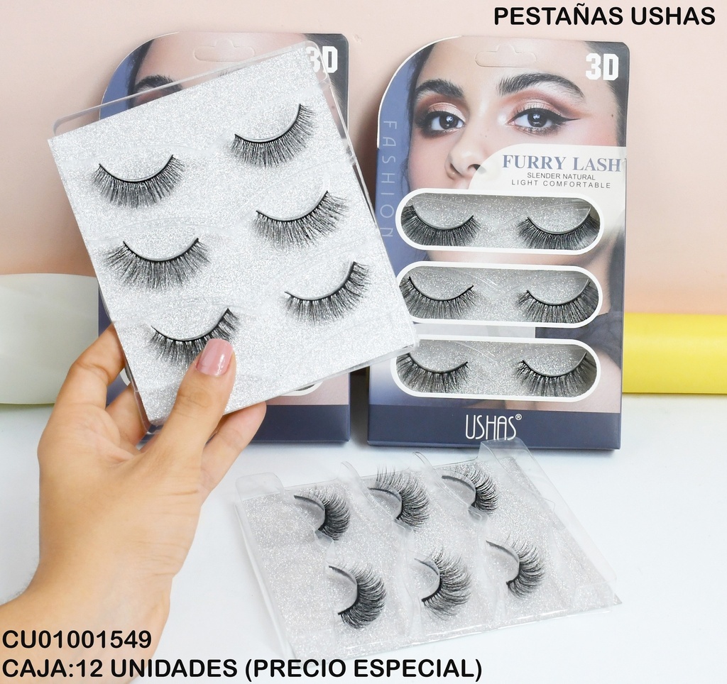 PESTAÑAS ARTIFICIALES 3 PARES FURRY 3D USHAS CT481