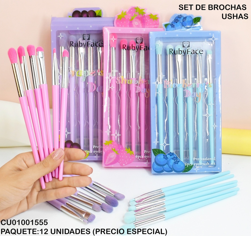 SET 6 BROCHAS RUBY FACE FR06EYE SURTIDAS