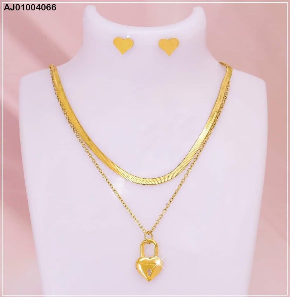 JUEGO CAD. DOBLE ARETES CORAZON DIJE CANDADO CORZ. 073228-W163 (P.E.NOV2025)