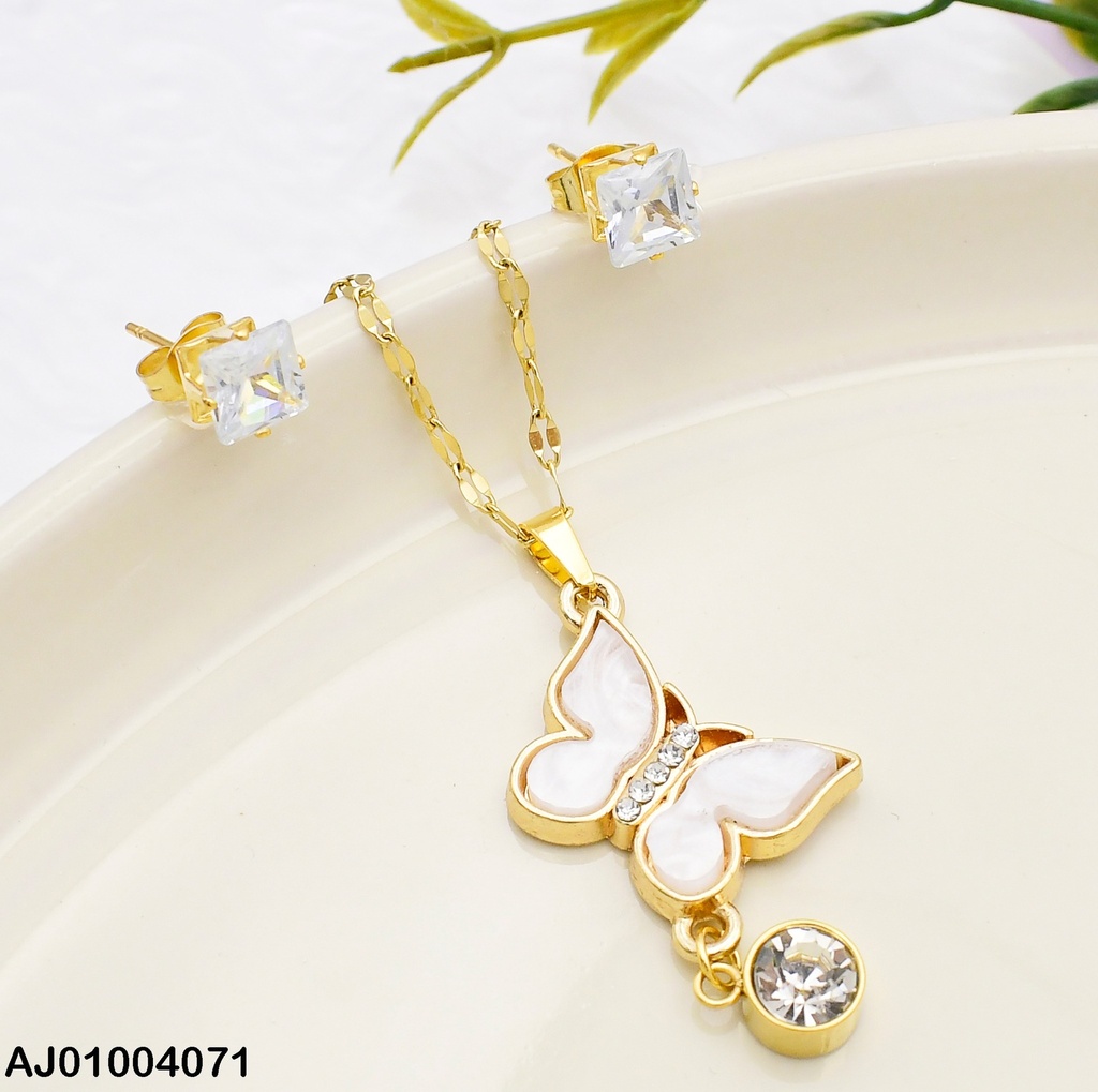 JUEGO MARIPOSA COLGANTE ZIRC. RD ARETES ZIRC. SQ 0715321-W130