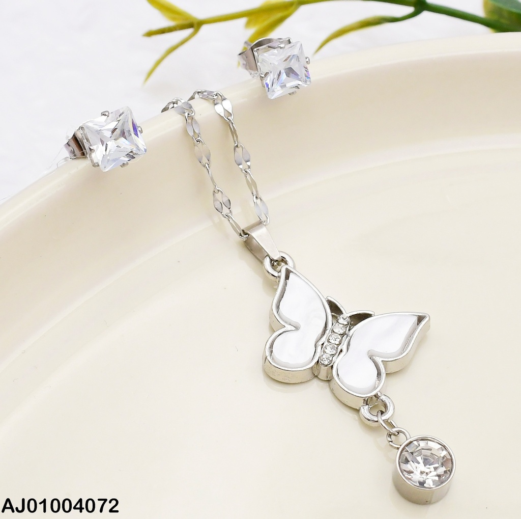 PLATEADO JUEGO MARIPS COLGANTE ZIRC. RD ARETES ZIRC. SQ 0715322-W130