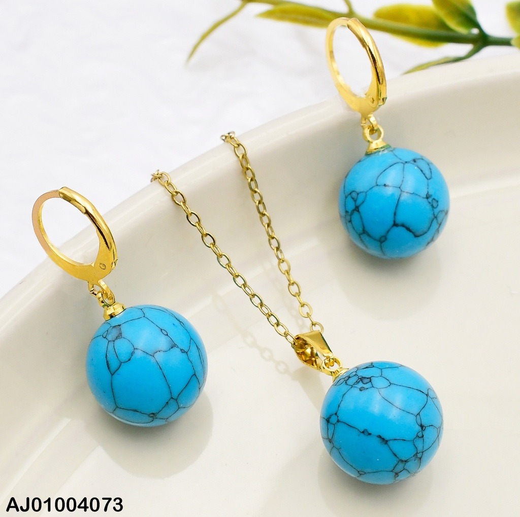 JUEGO ARETES COLGANTE  /DIJE  ESFERA CELESTE 0715201-W130