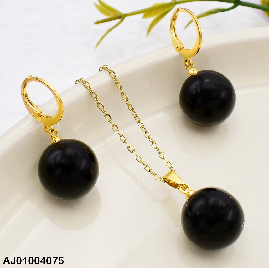 JUEGO ARETES COLGANTE / ESFERA NEGRA 0715211-W130