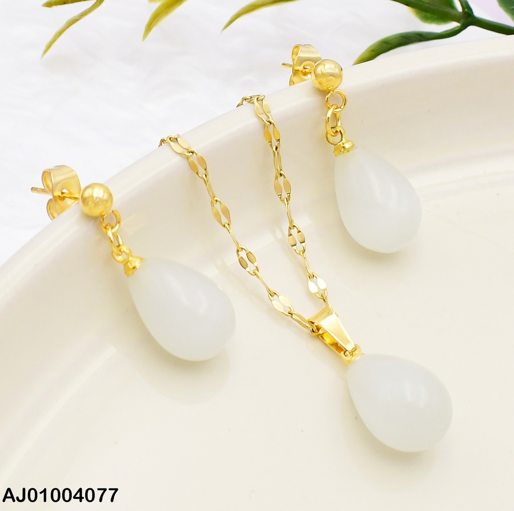 JUEGO ARETES COLGANTE ESFERA BLANCO 0715231-W130