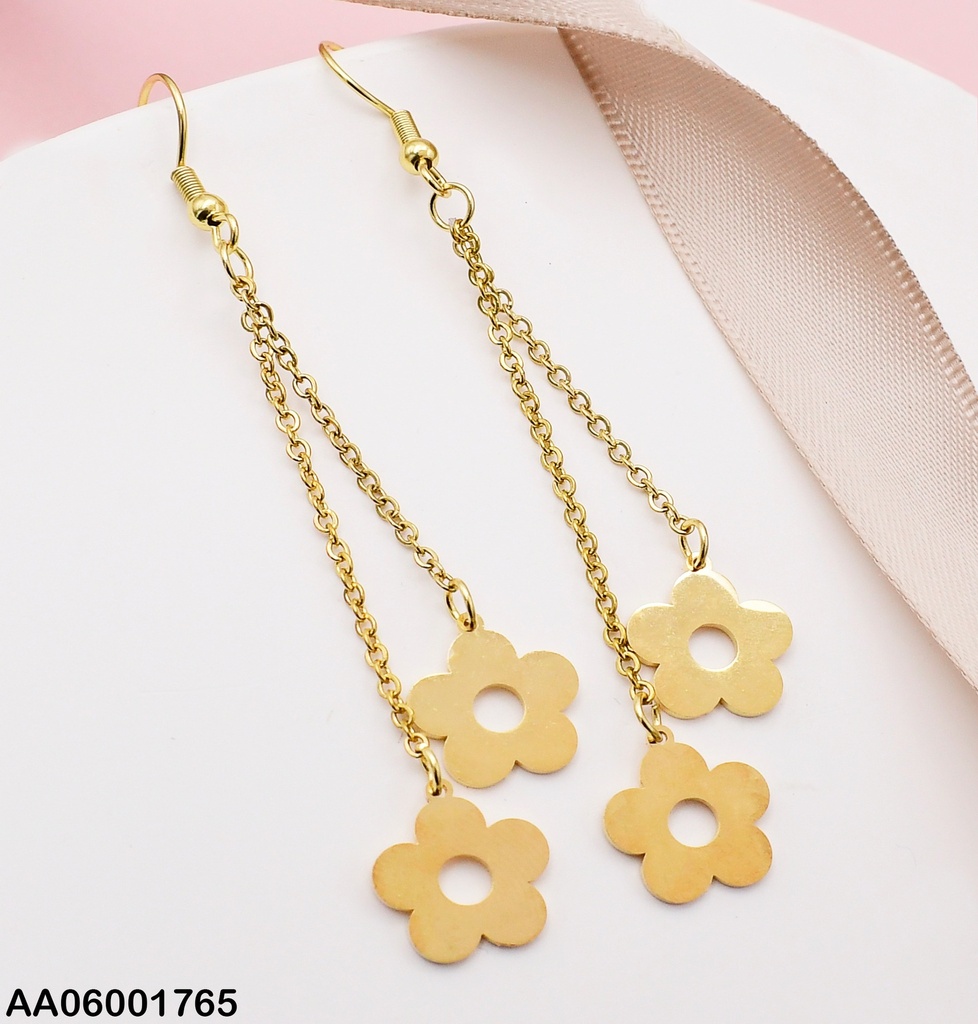 ARETES DOBLE CAD.  PLACAS FLORES 0740801-W163