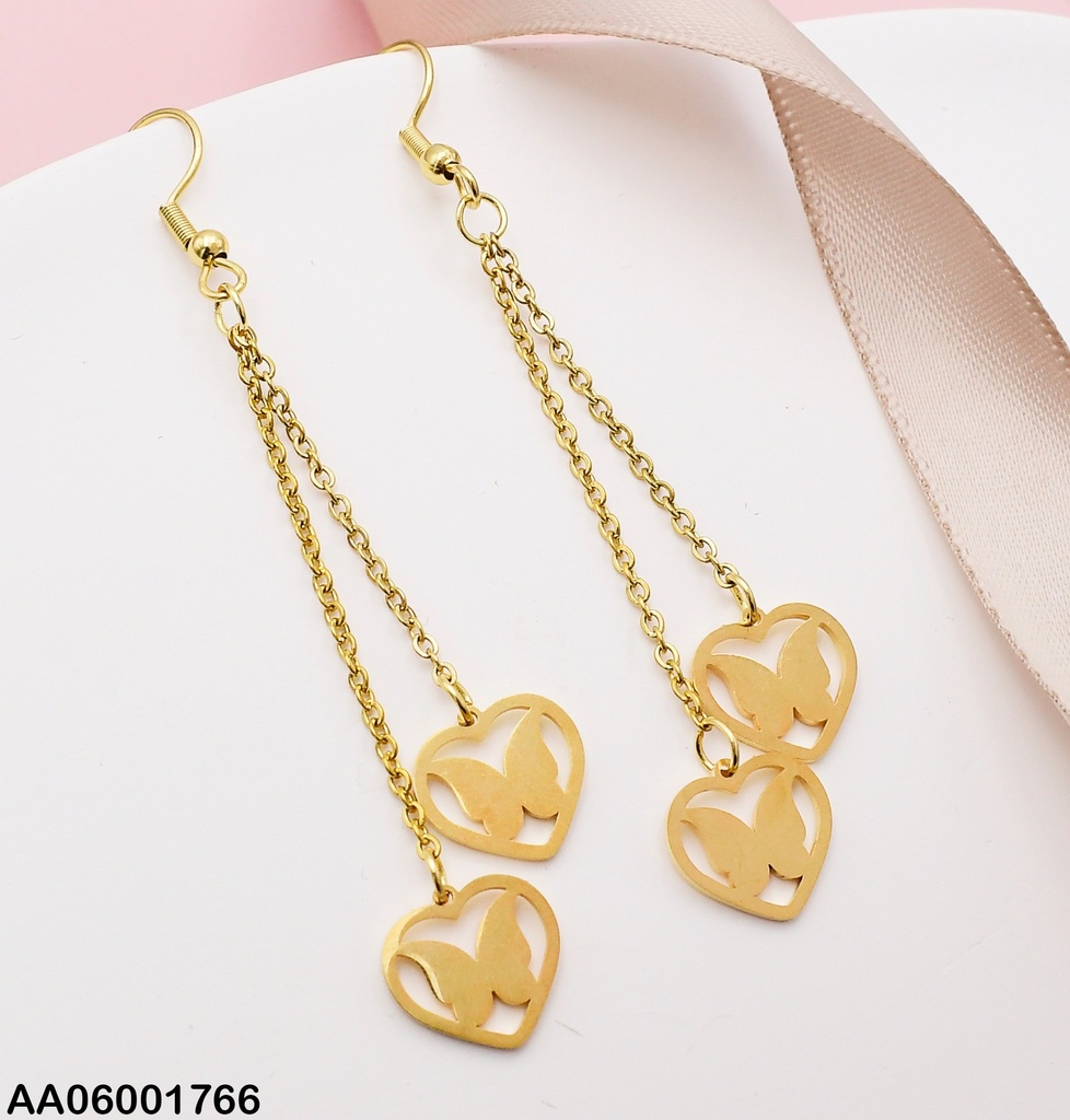 ARETES DOBLE CAD. PLACAS CORAZON CENTRO MARIPOSA 0740721-W163