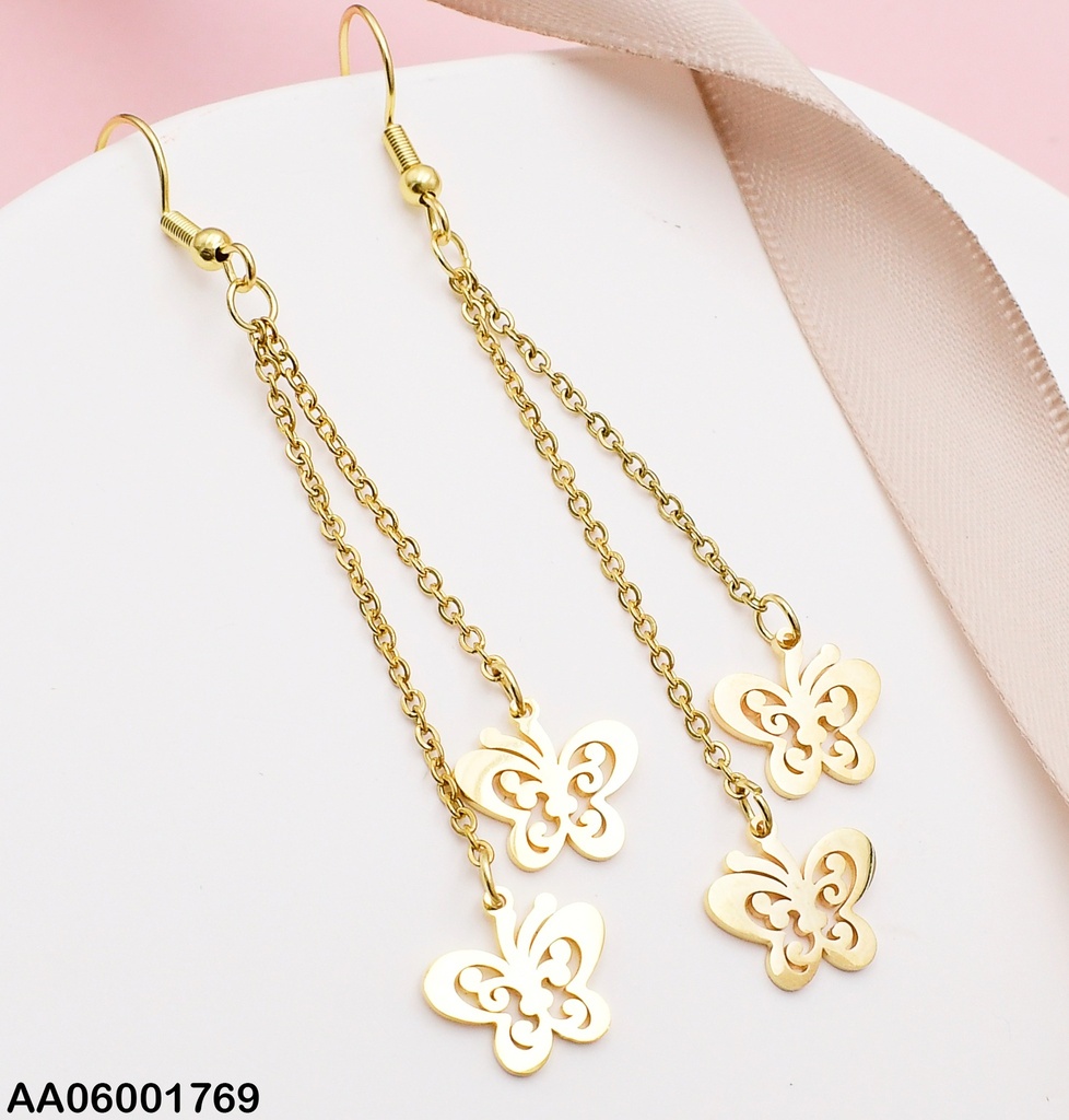 ARETES DOBLE CAD. PLACAS MARIPOSA 0740781-W163